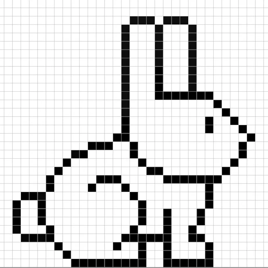 Un contorno del conejo en pixel art similar a una hoja de cálculo