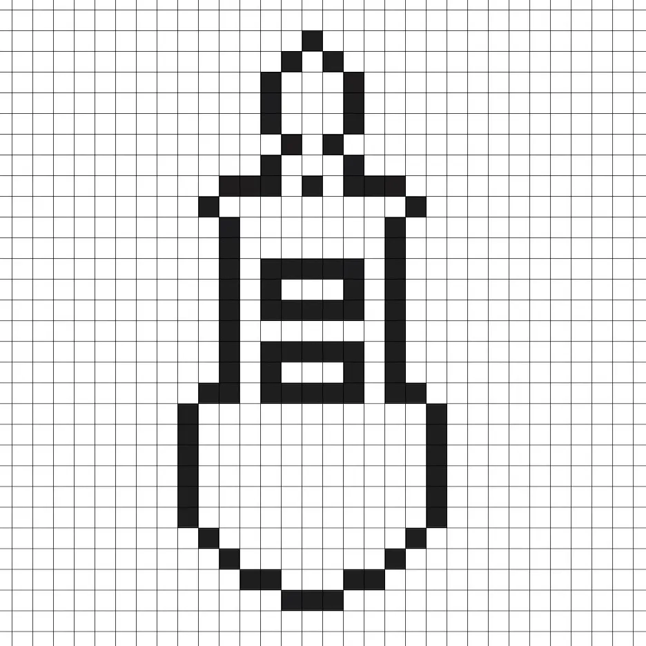 Un contour de la grille de bouée en pixel art ressemblant à une feuille de calcul