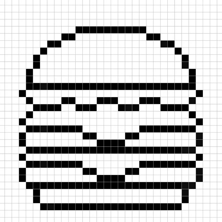 Un contour de la grille de burger en pixel art similaire à un tableau