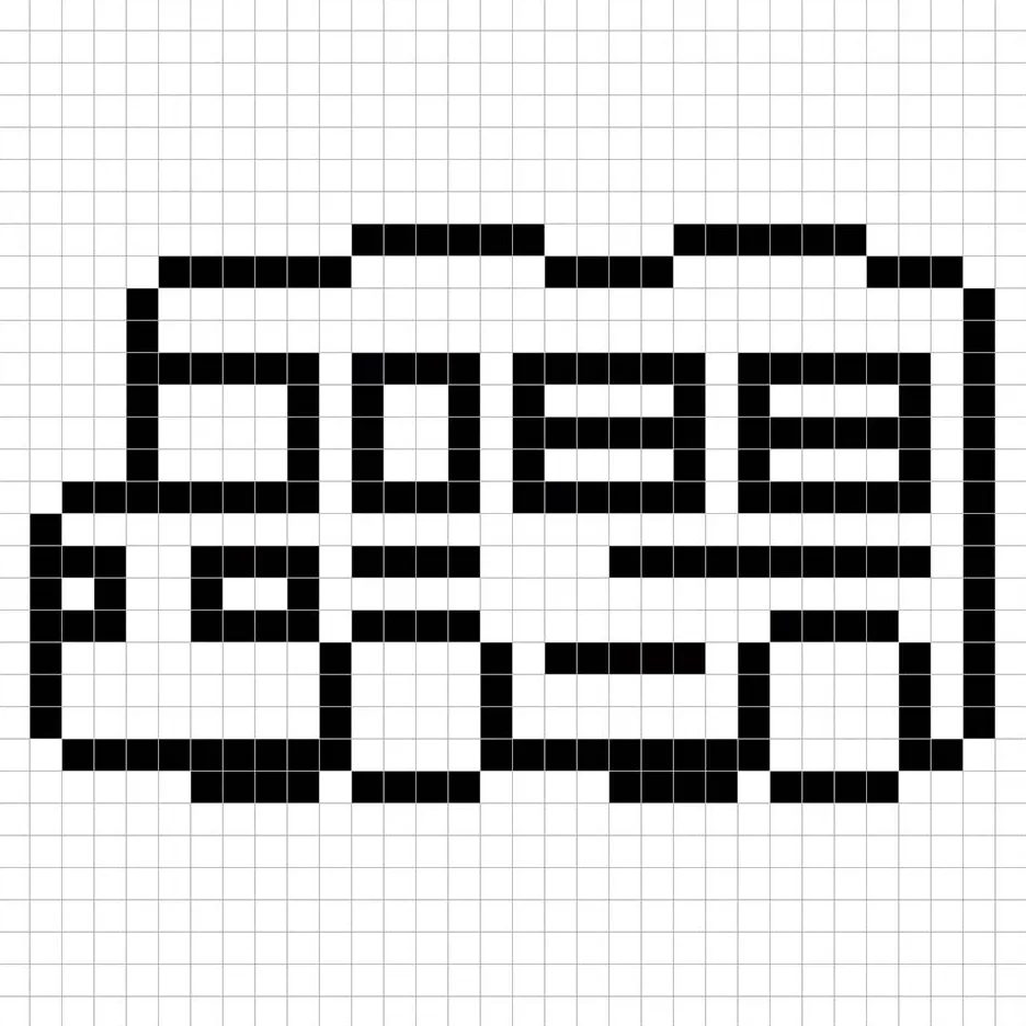 Un contour de la grille de bus en pixel art ressemblant à une feuille de calcul