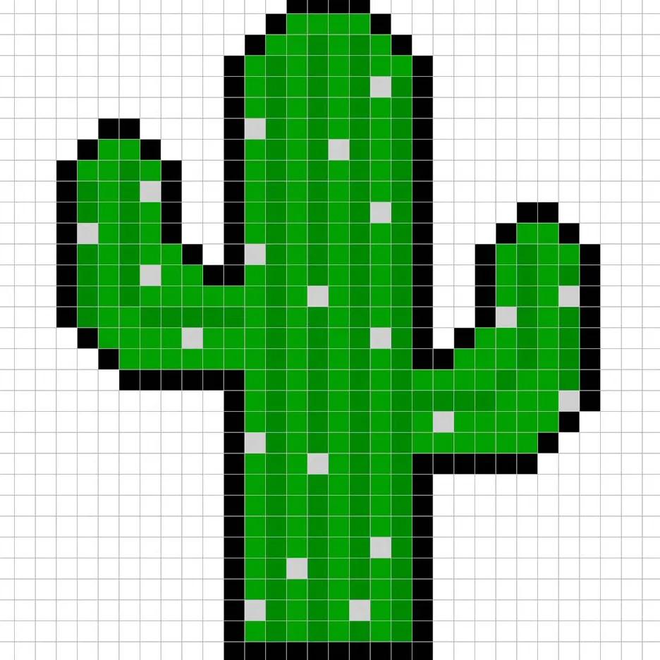 Cactus en pixel art simple avec des couleurs unies