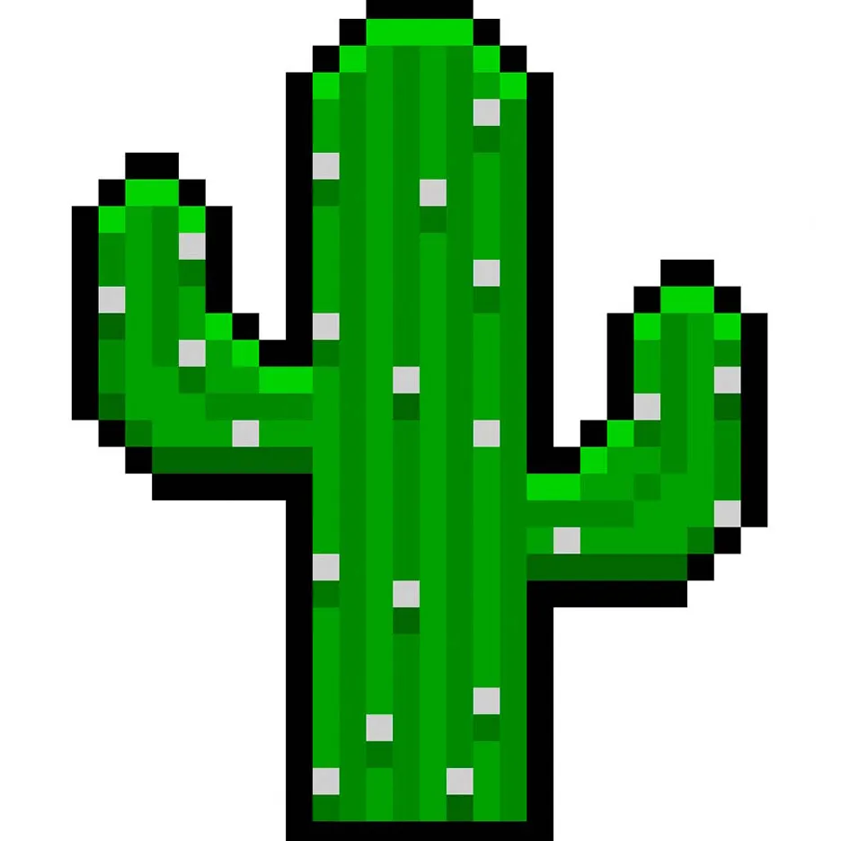 Cactus en pixel art kawaii sur un fond transparent