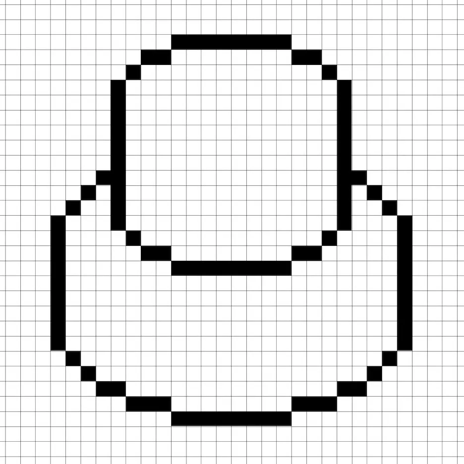 Un contour de la grille de gâteau en pixel art similaire à une feuille de calcul