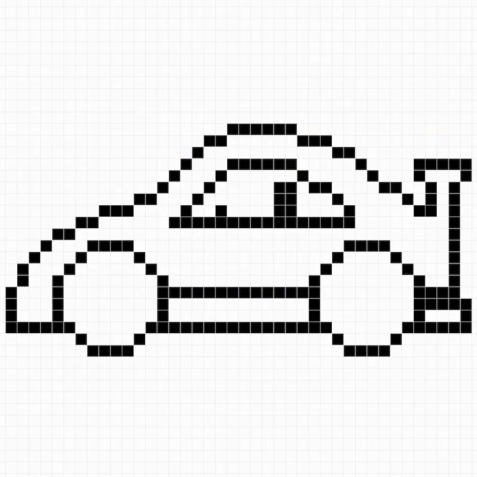 Contorno del coche en pixel art similar a una hoja de cálculo