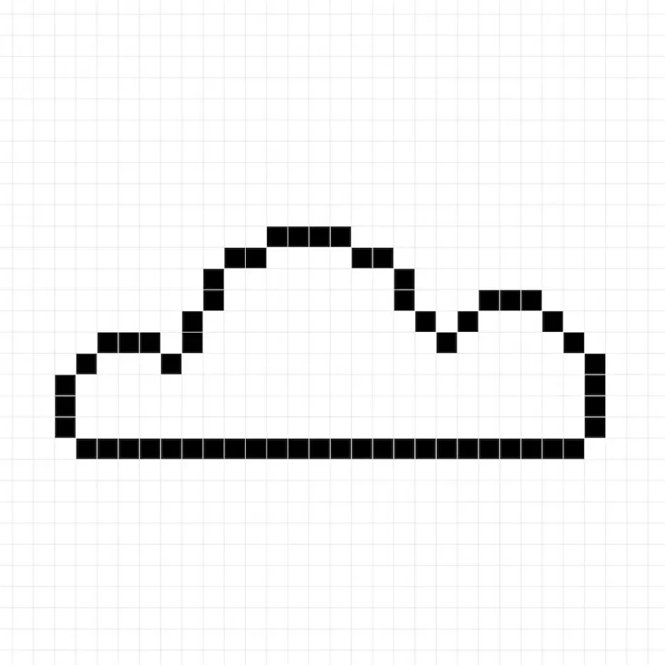 Un contour de la grille de nuage en pixel art similaire à un tableau