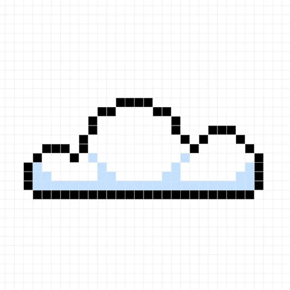 Nuage en pixel art simple avec des couleurs unies