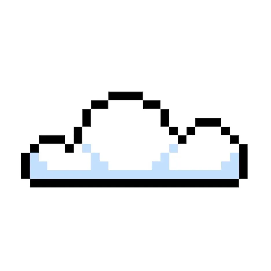 Nuage en pixel art kawaii sur un fond transparent