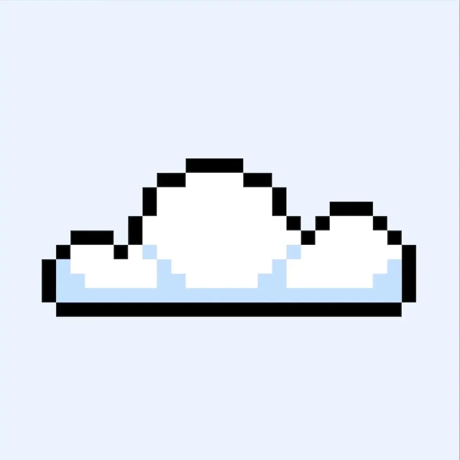 Nuage en pixel art mignonne sur un fond bleu