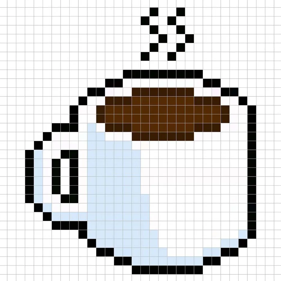 Café en pixel art 32x32 avec des ombres pour donner de la profondeur à le Café