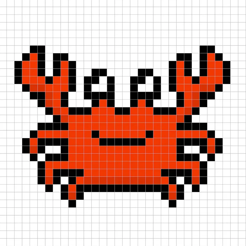 32x32 Pixel art crab with shadows to give depth to the crab