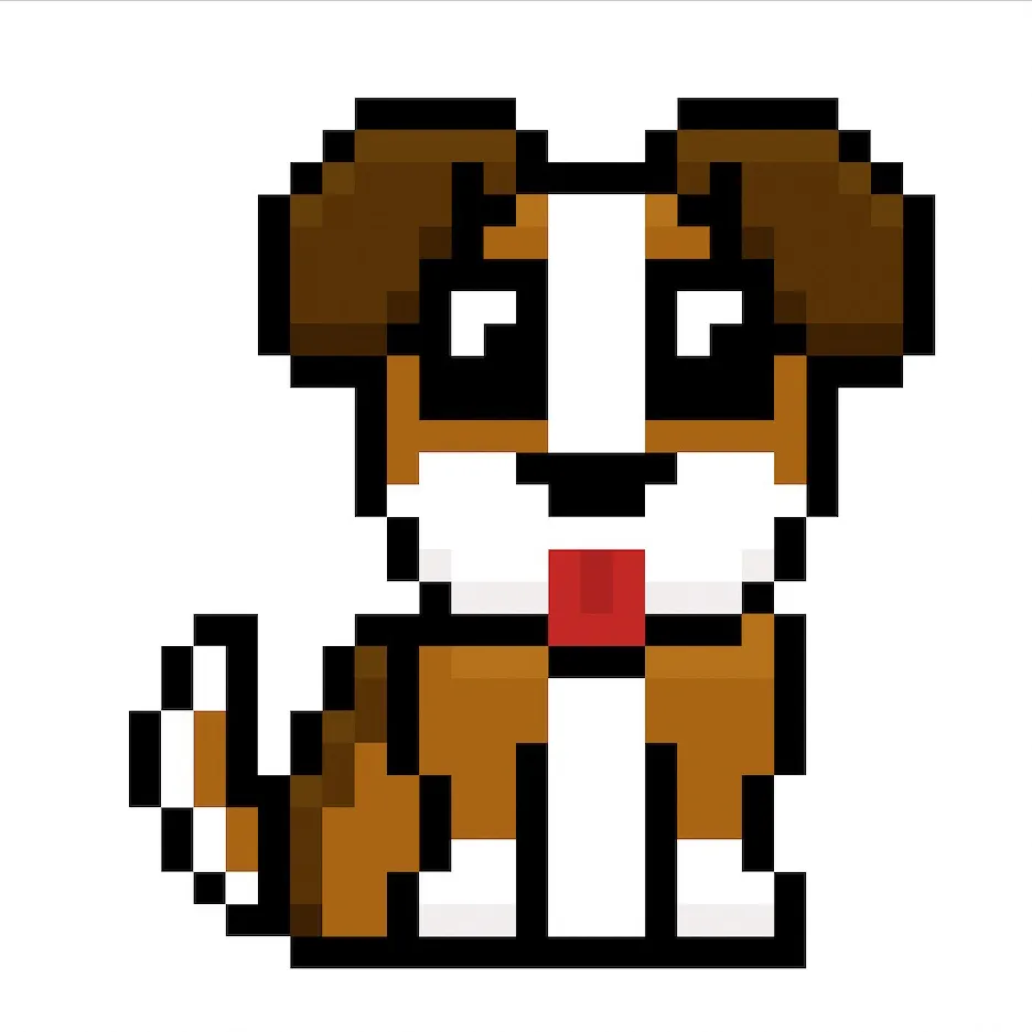 Kawaii Pixel-Art-Hund auf transparentem Hintergrund