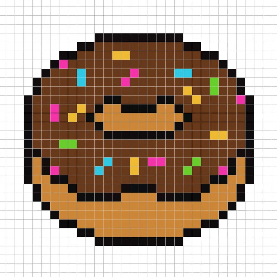 Donut en pixel art simple avec des couleurs unies