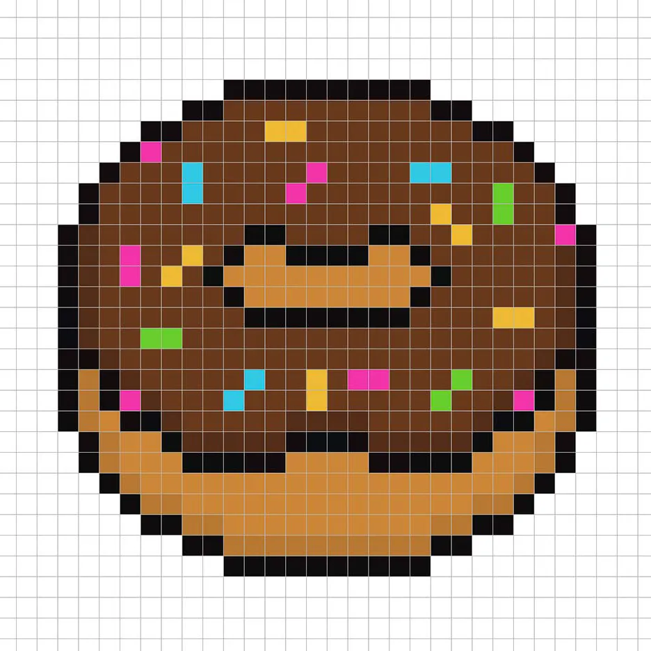 Donut en pixel art 32x32 avec des ombres pour donner de la profondeur à le Donut