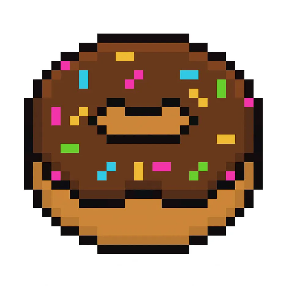 Donut en pixel art kawaii sur un fond transparent