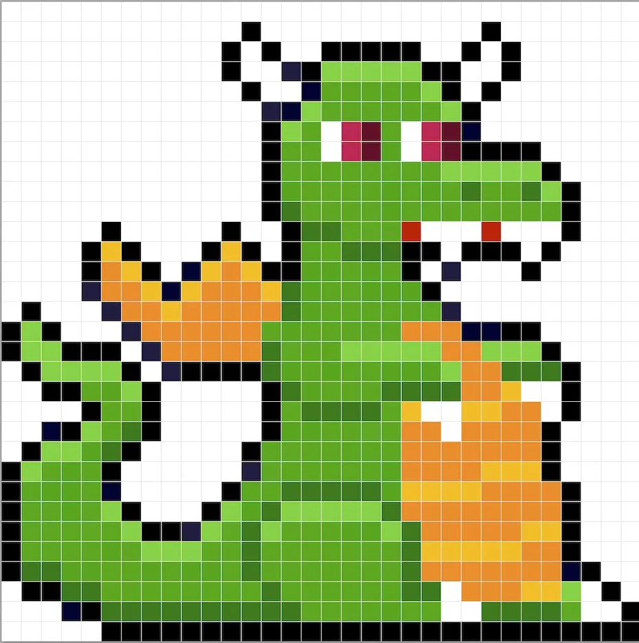 Añadiendo reflejos a el dragón en pixel art de 8 bits