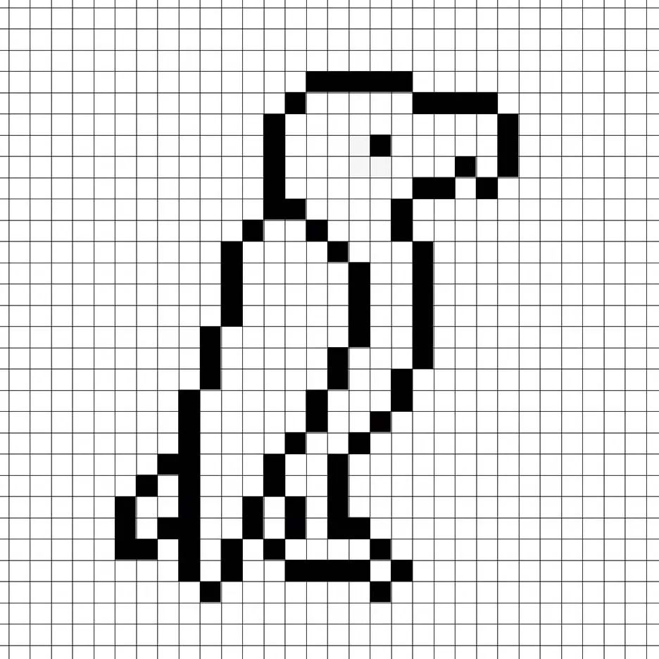 Un contorno del águila en pixel art similar a una hoja de cálculo