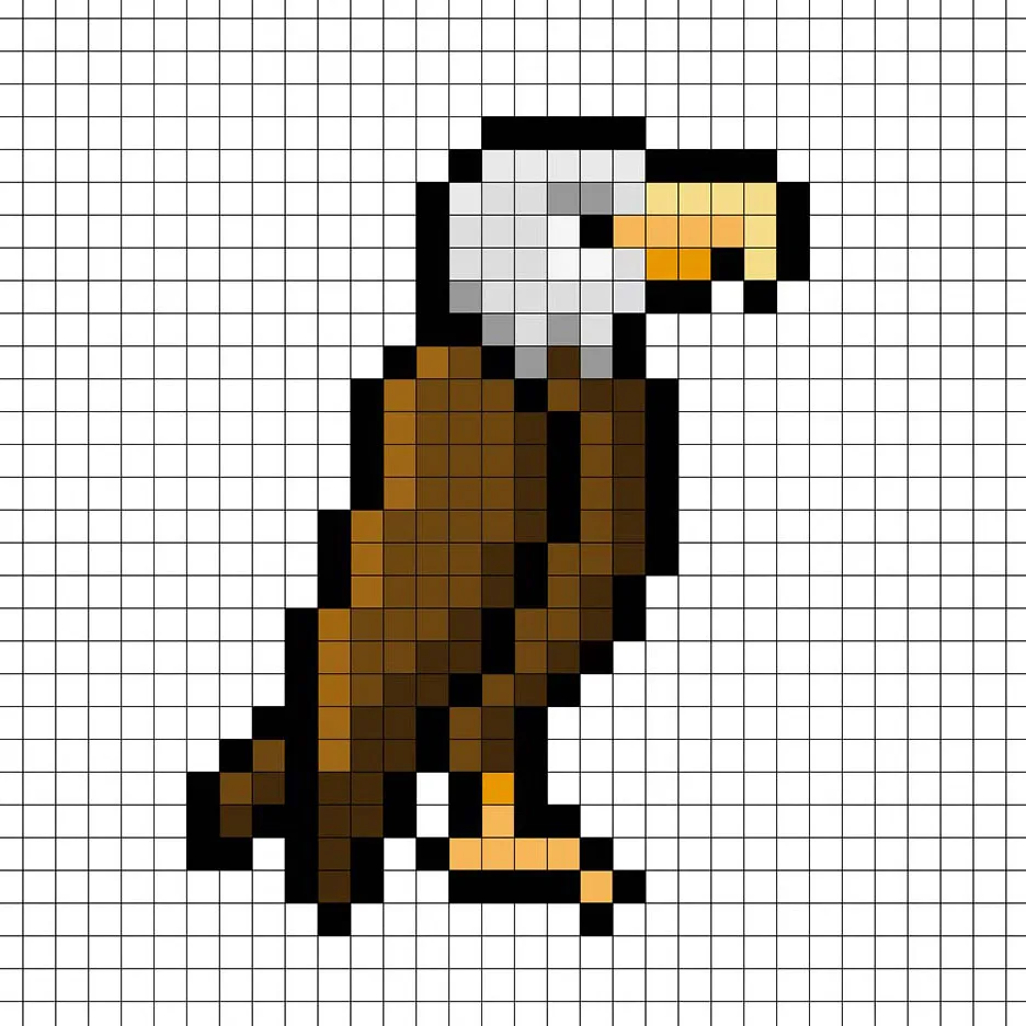 Añadiendo reflejos a el águila en pixel art de 8 bits