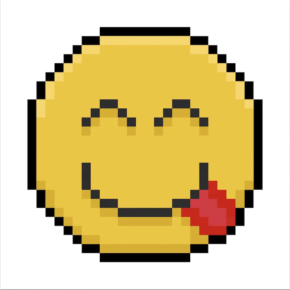 Kawaii pixel art emoji on a transparent background