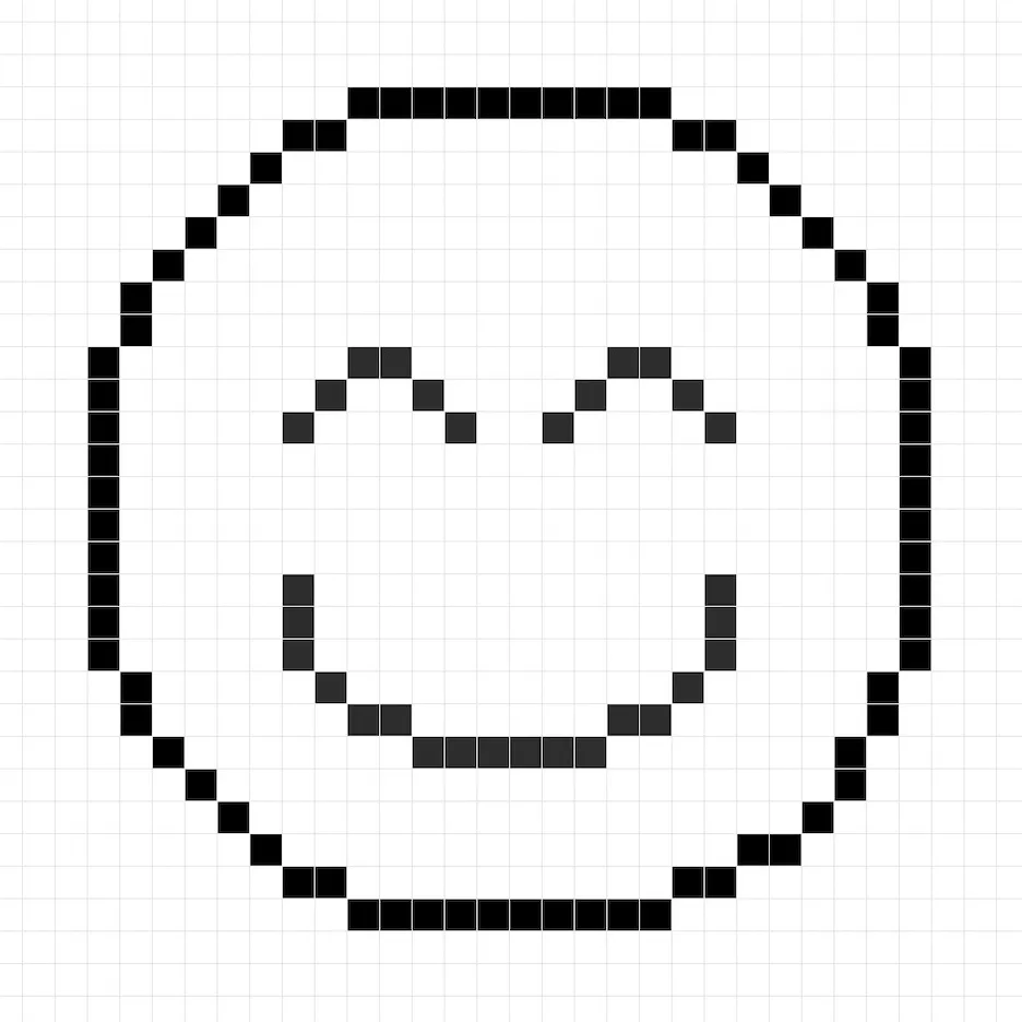 An outline of the pixel art emoji grid similar to a spreadsheet