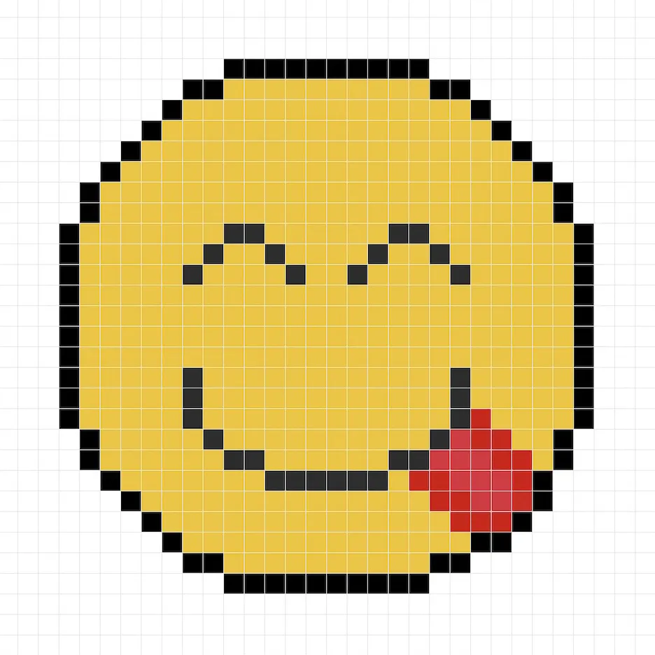 Emoji en pixel art simple avec des couleurs unies