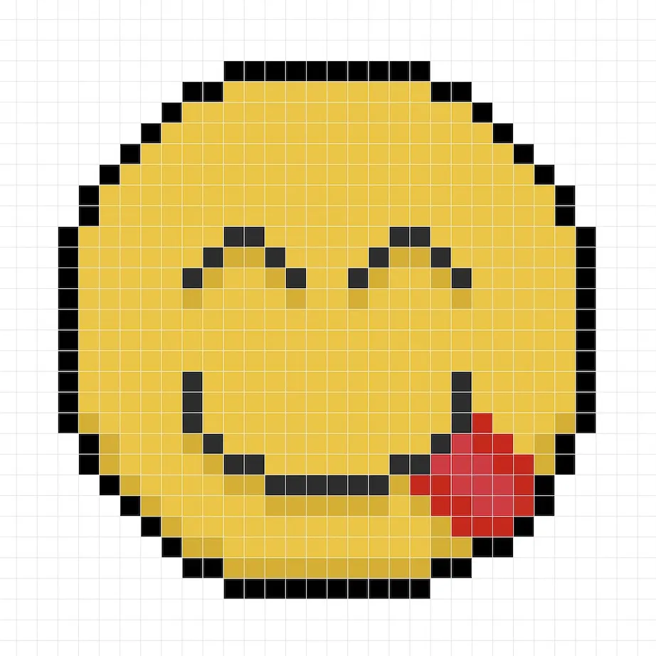 32x32 Pixel art emoji with shadows to give depth to the emoji