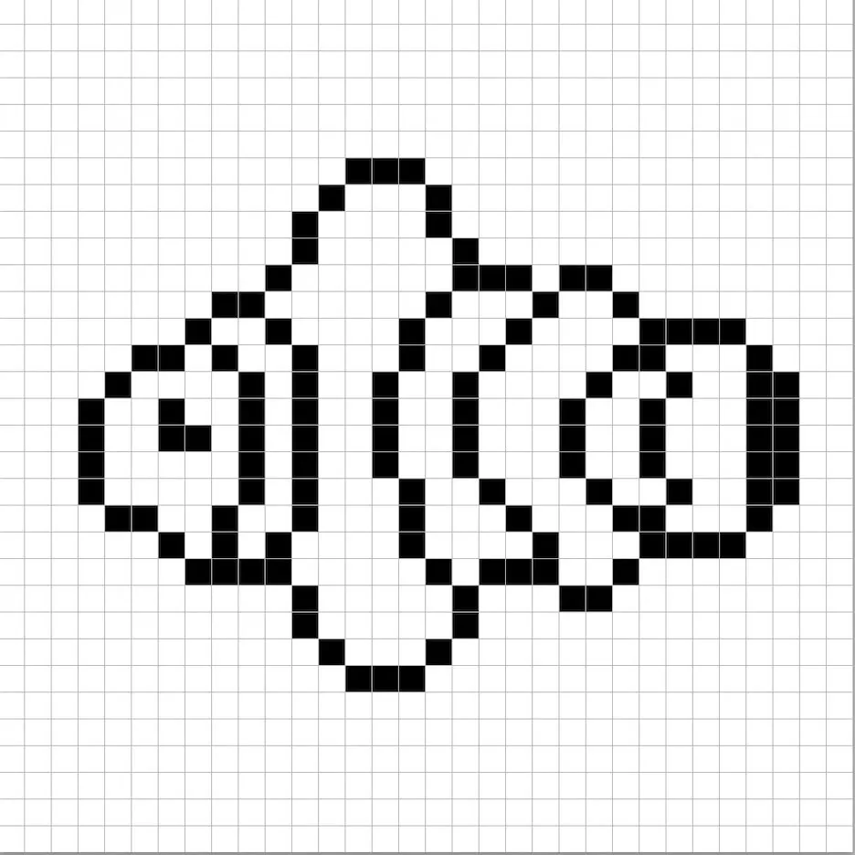 Un contour de la grille de poisson en pixel art similaire à un tableau