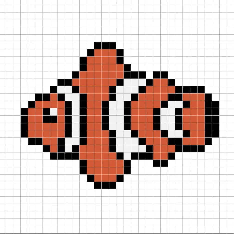 Poisson en pixel art simple avec des couleurs unies