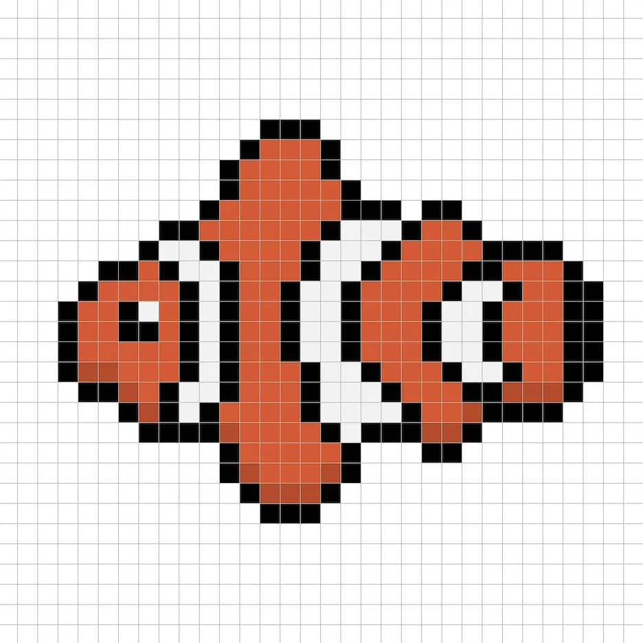 Poisson en pixel art 32x32 avec des ombres pour donner de la profondeur à le poisson