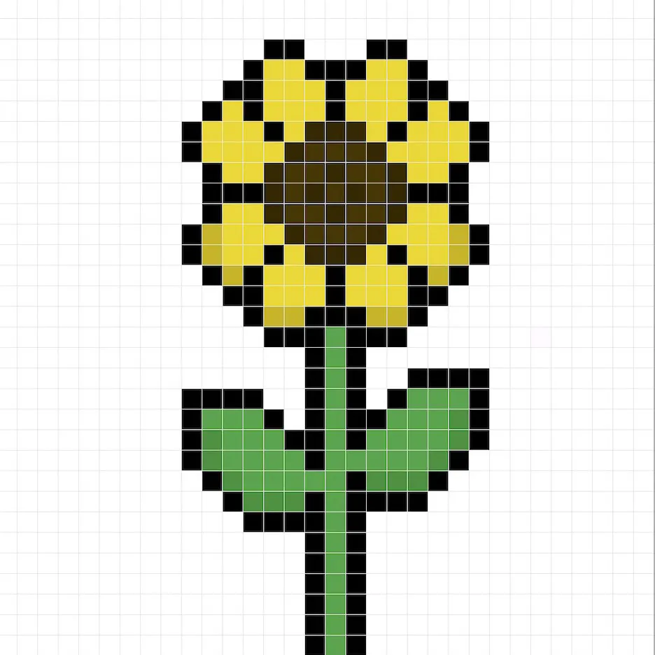 Fleur en pixel art 32x32 avec des ombres pour donner de la profondeur à la fleur