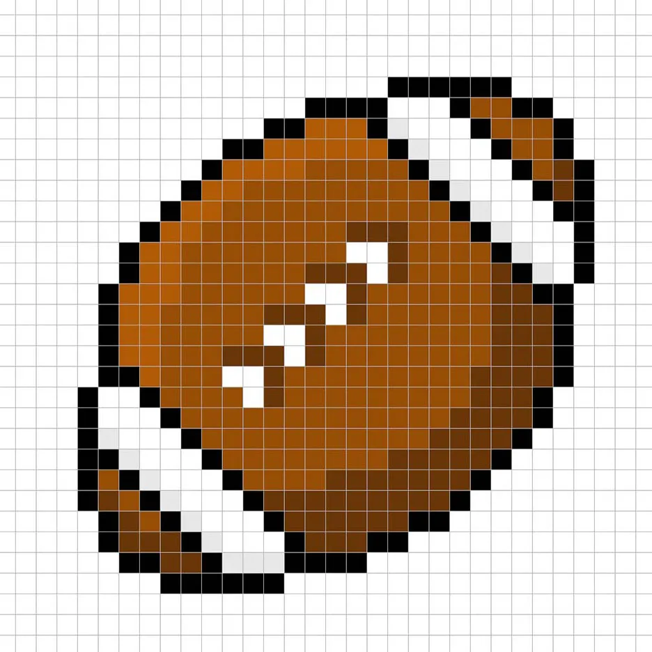 Ballon de football Américain en pixel art 32x32 avec des ombres pour donner de la profondeur à le Ballon de football Américain