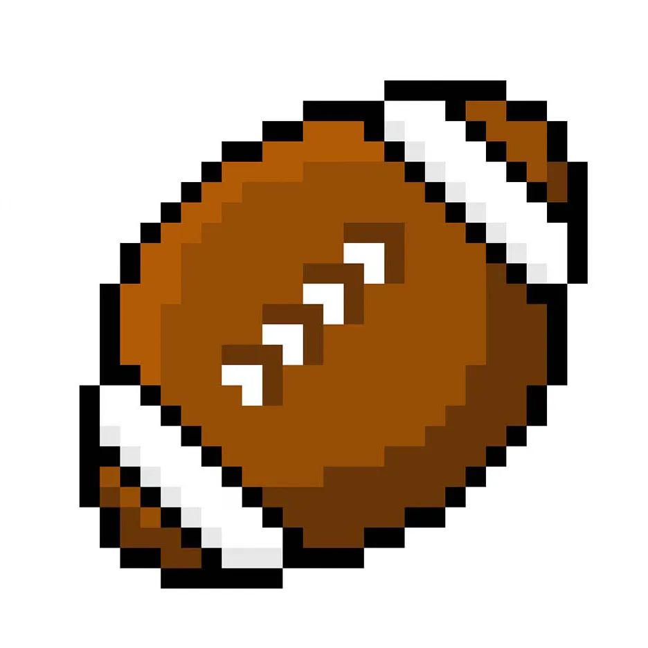 Ballon de football Américain en pixel art kawaii sur un fond transparent