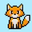 Cute Pixel Art fox on Blue Background