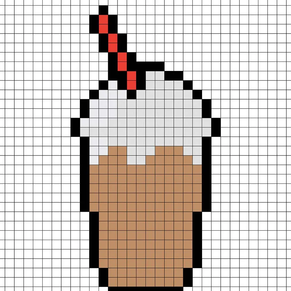 Frappé en pixel art simple con colores sólidos