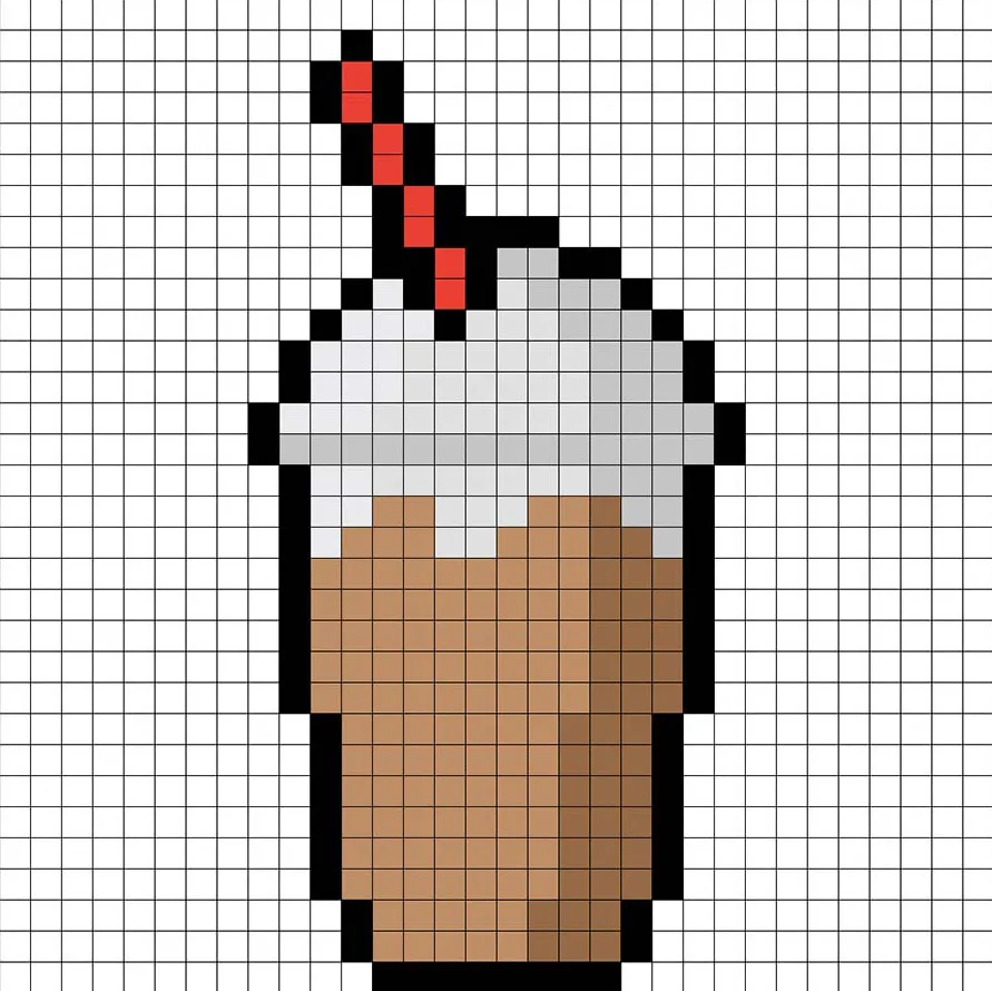 Frappé en pixel art de 32x32 píxeles con sombras para dar profundidad a el frappé