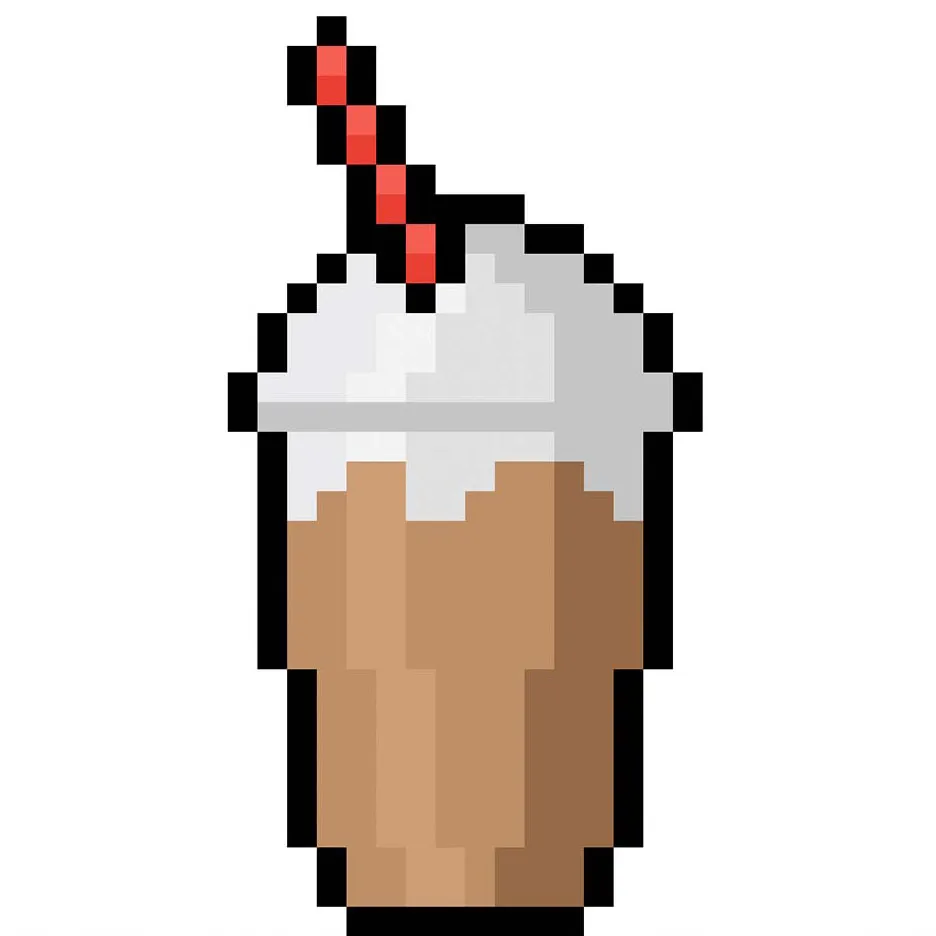 Frappé en pixel art kawaii sobre un fondo transparente