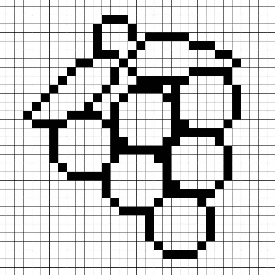 Un contour de la grille de raisins en pixel art similaire à un tableau