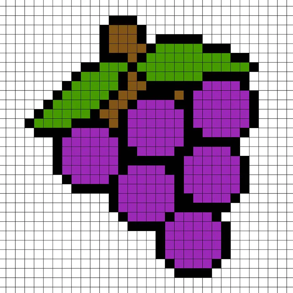 Raisins en pixel art simples avec des couleurs unies