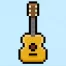 Cute Pixel Art guitar on Blue Background