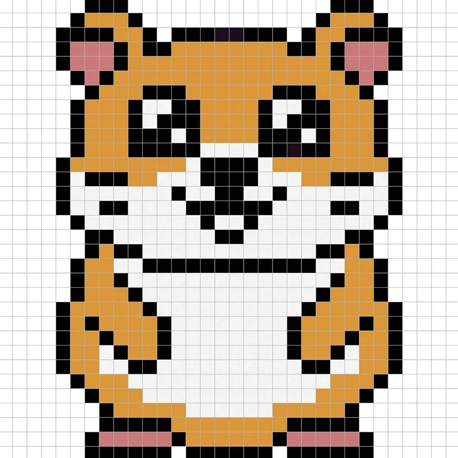 Hámster en pixel art simple con colores sólidos