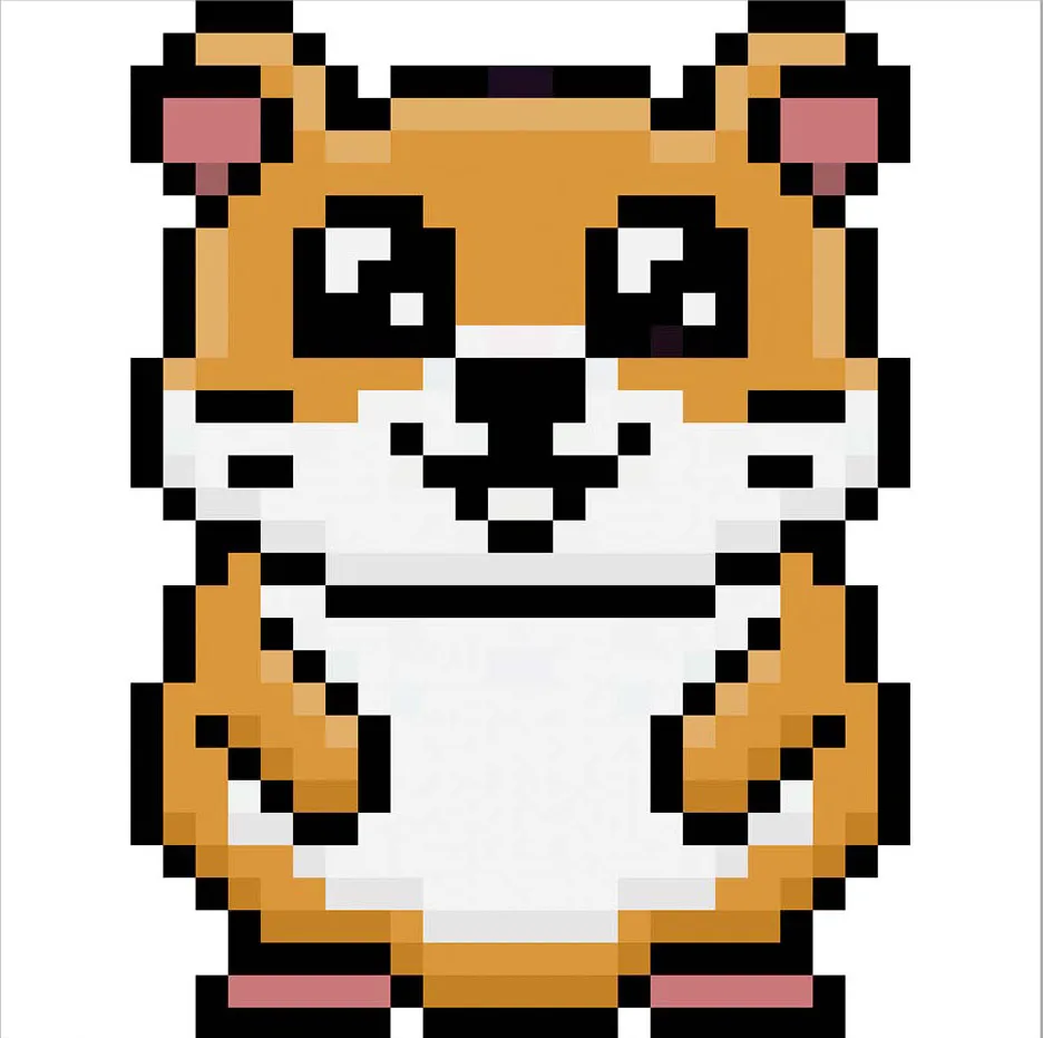 Hamster en pixel art kawaii sur un fond transparent