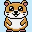 Cute Pixel Art hamster on Blue Background