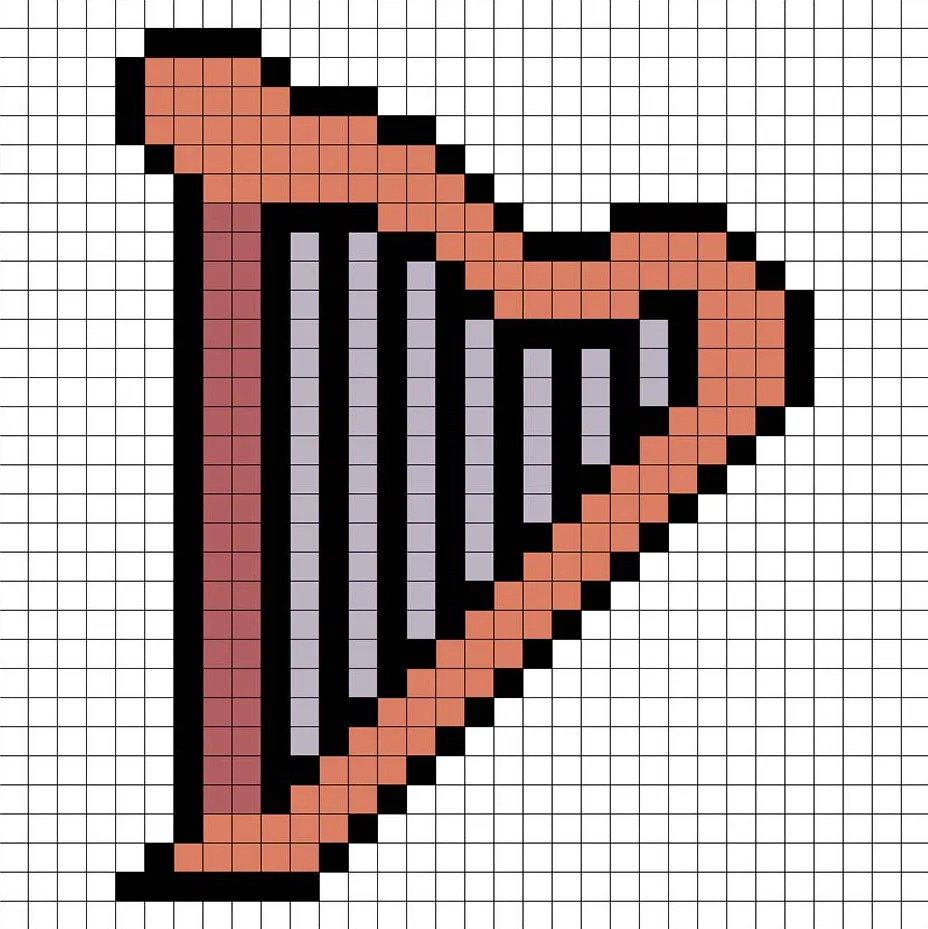 Simple pixel art harp with solid colors