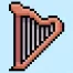 Cute Pixel Art harp on Blue Background