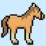 Cute Pixel Art horse on Blue Background