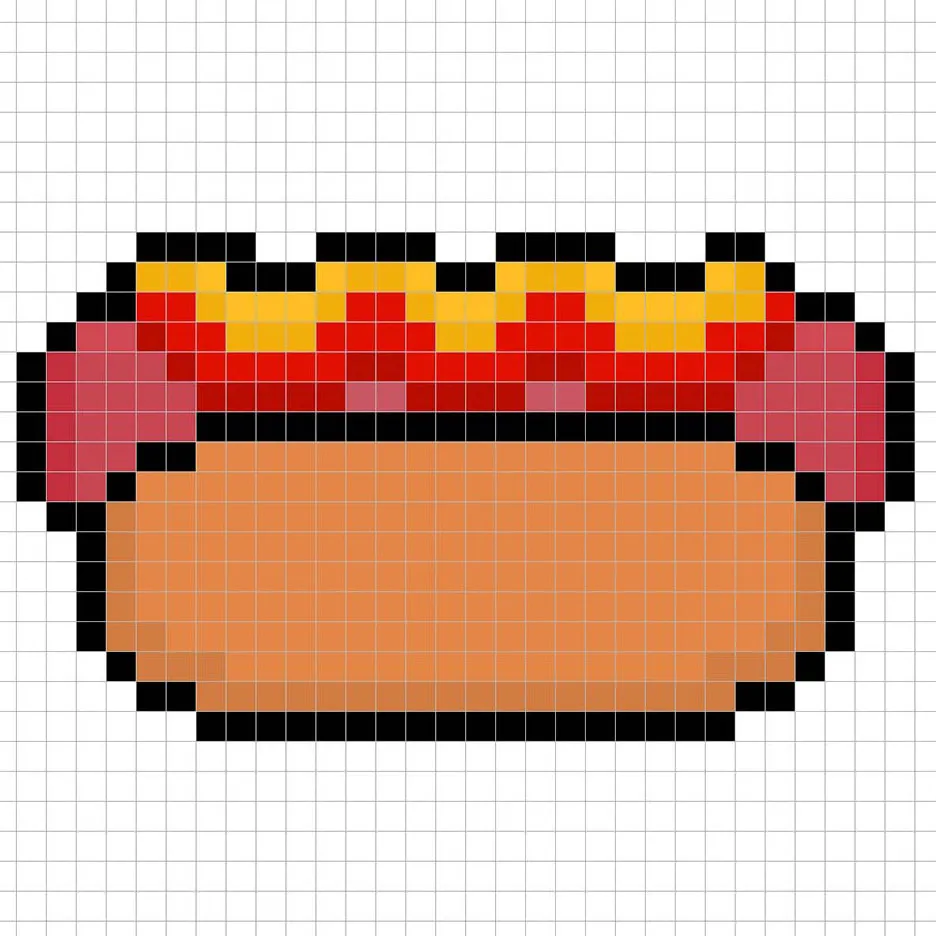 Perro caliente en pixel art 32x32 con sombras para darle profundidad al perro caliente