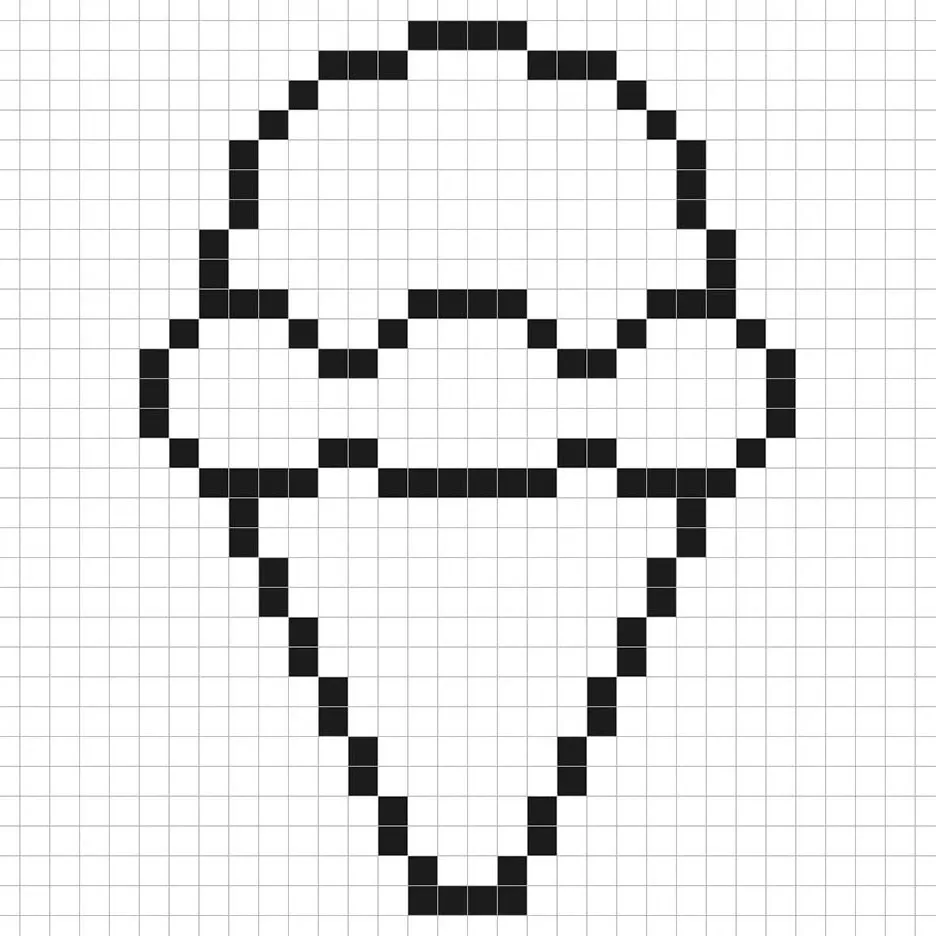 Un contorno del helado en pixel art similar a una hoja de cálculo