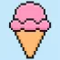 Cute Pixel Art ice cream on Blue Background