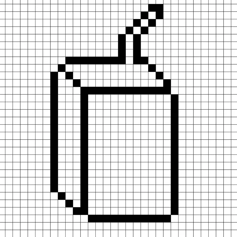 An outline of the pixel art juice box grid similar to a spreadsheet