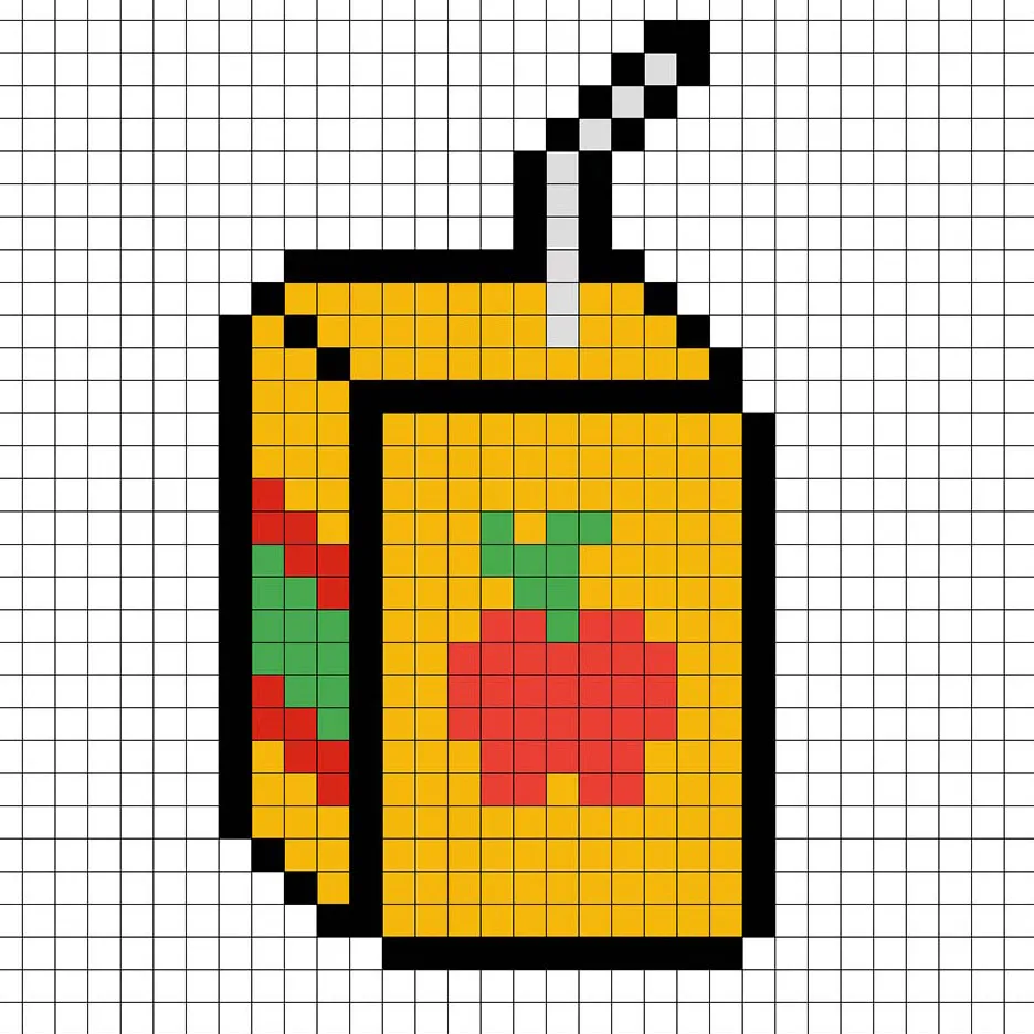 Simple pixel art juice box with solid colors