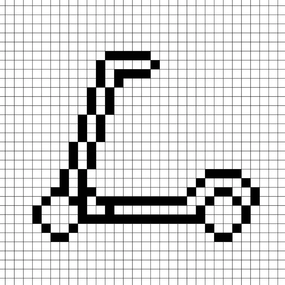 Contorno de la cuadrícula de patinete de pixel art similar a una hoja de cálculo